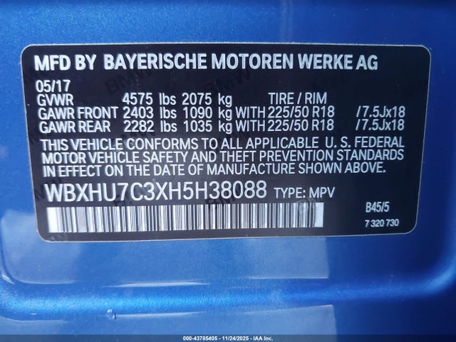 WBXHU7C3XH5H38088 BMW X1 Sdrive28i