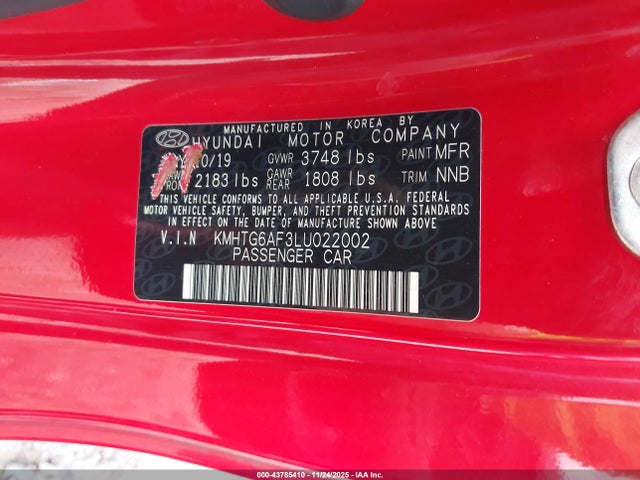 2020 HYUNDAI VELOSTER KMHTG6AF3LU022002 Photo 8