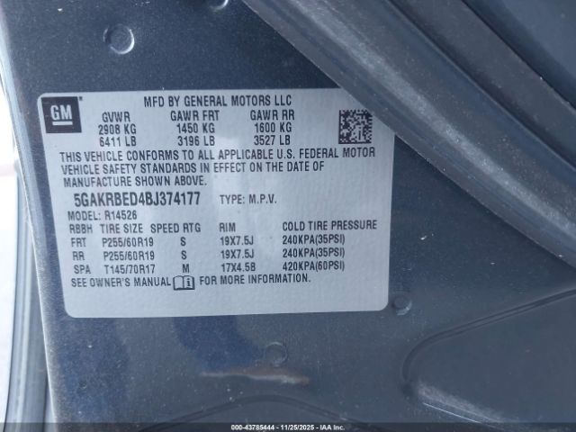 2011 BUICK ENCLAVE 5GAKRBED4BJ374177 Photo 8