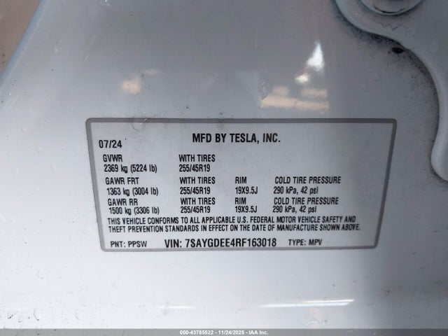 2024 TESLA MODEL Y 7SAYGDEE4RF163018 Photo 8