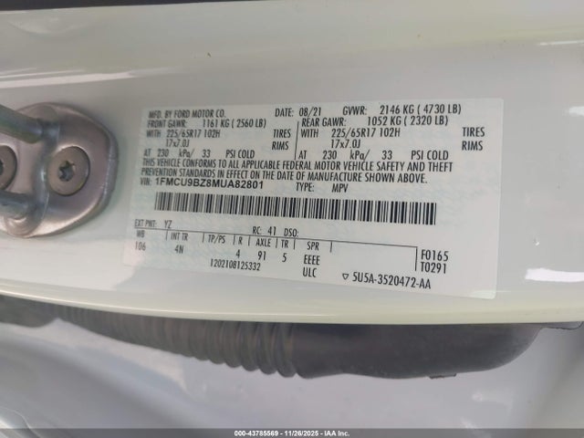 Ford Escape Se Hybrid 2021 1FMCU9BZ8MUA82801 Image 9