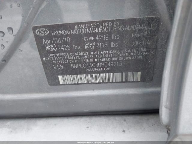 2011 HYUNDAI SONATA 5NPEC4AC3BH049213 Photo 8