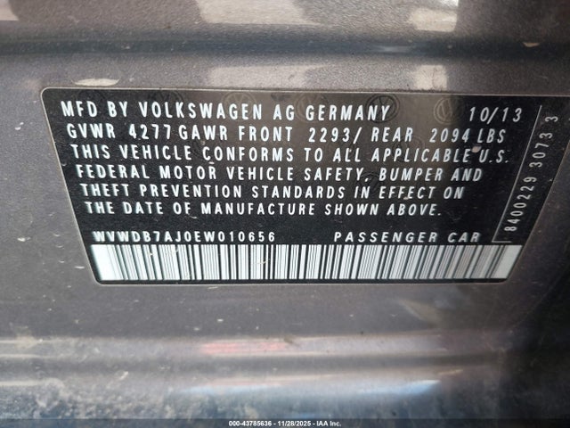 WVWDB7AJ0EW010656 Volkswagen Golf 2.5l