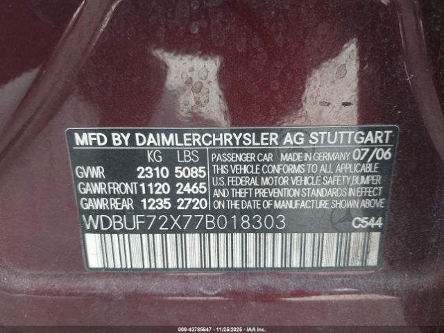 2007 MERCEDES-BENZ E 550 WDBUF72X77B018303 Photo 8