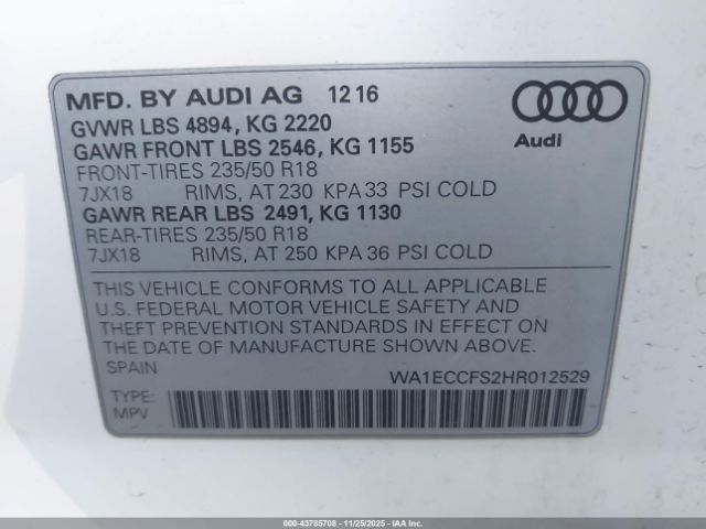 2017 AUDI Q3 WA1ECCFS2HR012529 Photo 8