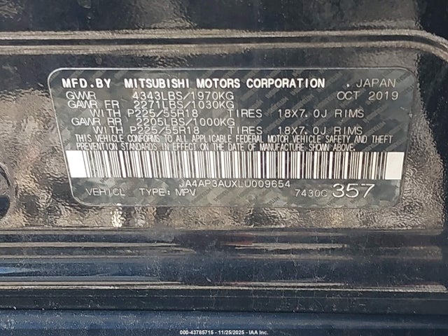 2020 MITSUBISHI OUTLANDER SPORT JA4AP3AUXLU009654 Photo 8