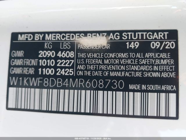 2021 MERCEDES-BENZ C 300 W1KWF8DB4MR608730 Photo 8