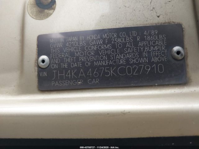 1989 ACURA LEGEND JH4KA4675KC027910 Photo 8
