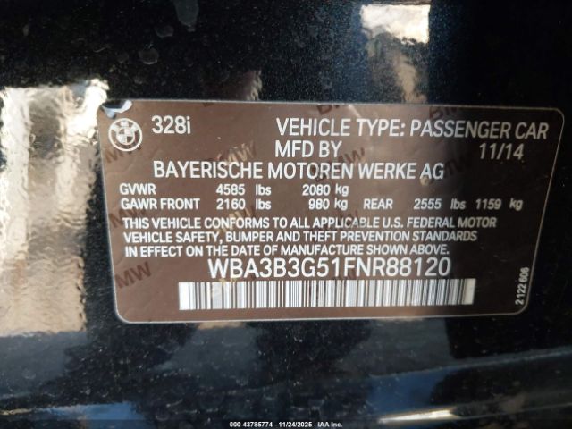 2015 BMW 328I WBA3B3G51FNR88120 Photo 8