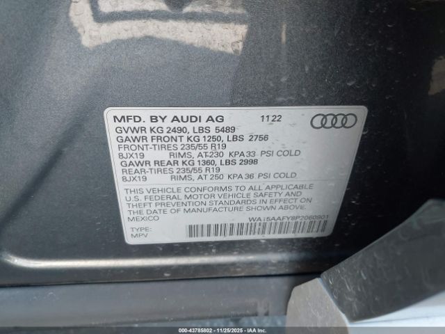 2023 AUDI Q5 SPORTBACK WA15AAFY8P2060901 Photo 8