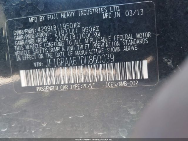 2013 SUBARU IMPREZA JF1GPAA67DH860039 Photo 8