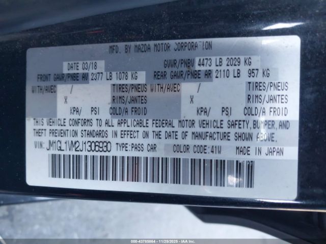 2018 MAZDA MAZDA6 JM1GL1VM2J1306930 Photo 8