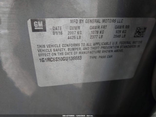 1G1RC6S50GU136683 Chevrolet VOLT LT