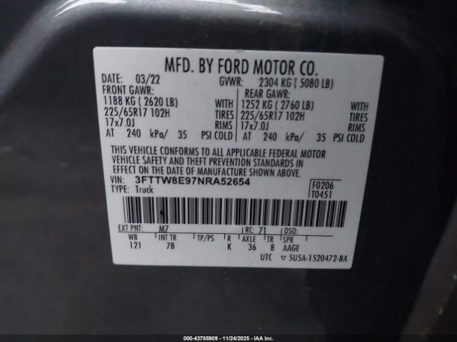 2022 FORD MAVERICK 3FTTW8E97NRA52654 Photo 8