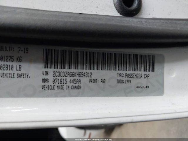 2019 DODGE CHALLENGER 2C3CDZAG6KH694312 Photo 8