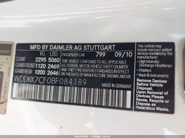 2011 MERCEDES-BENZ E 550 WDDKK7CF0BF084189 Photo 8