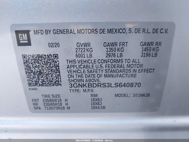 Chevrolet Blazer Fwd 3lt 2020 3GNKBDRS3LS640870 Image 9