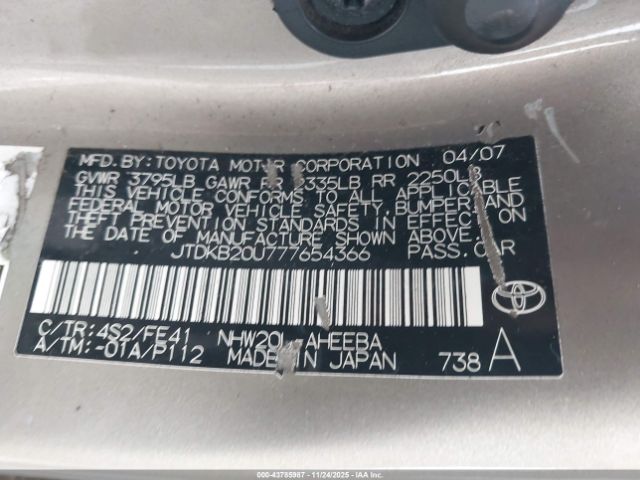 2007 TOYOTA PRIUS JTDKB20U777654366 Photo 8