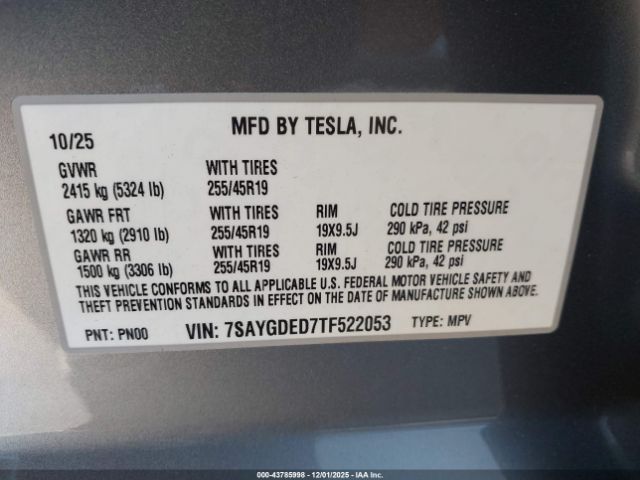 2026 TESLA MODEL Y 7SAYGDED7TF522053 Photo 8