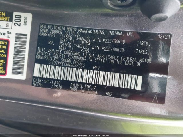 2022 TOYOTA SIENNA 5TDZRKEC6NS096068 Photo 8