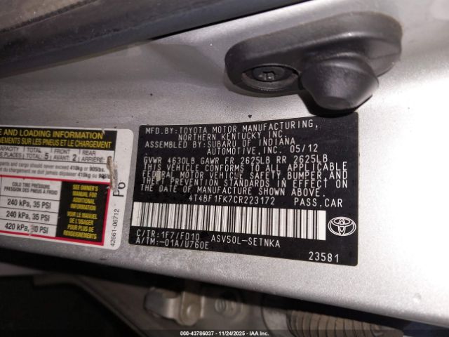 2012 TOYOTA CAMRY 4T4BF1FK7CR223172 Photo 8