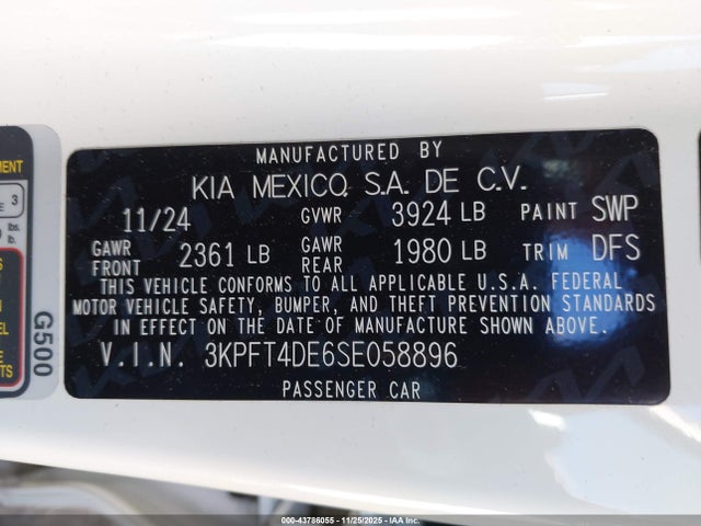 KIA K4 Lxs 2025 3KPFT4DE6SE058896 Image 9