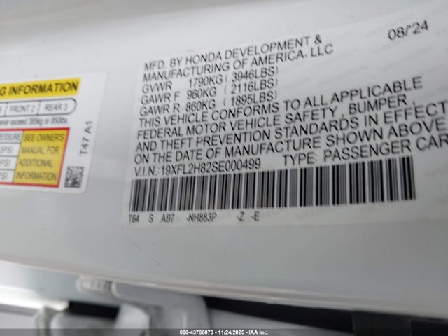 19XFL2H82SE000499 Honda Civic Sedan Sport