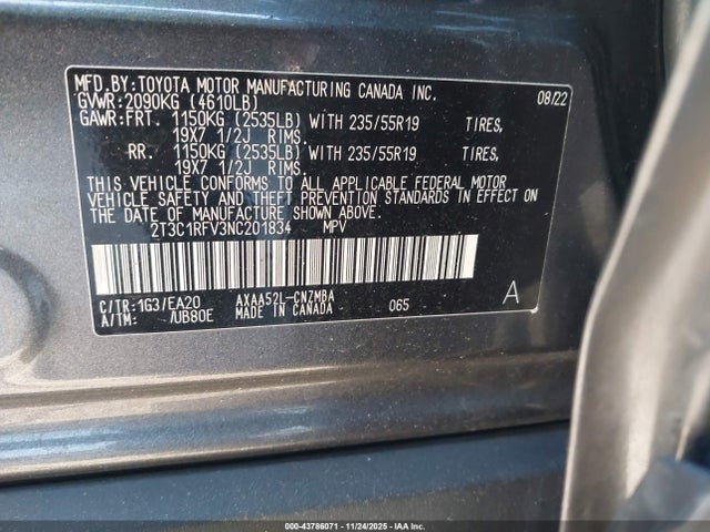 Toyota Rav4 Xle Premium 2022 2T3C1RFV3NC201834 Image 9