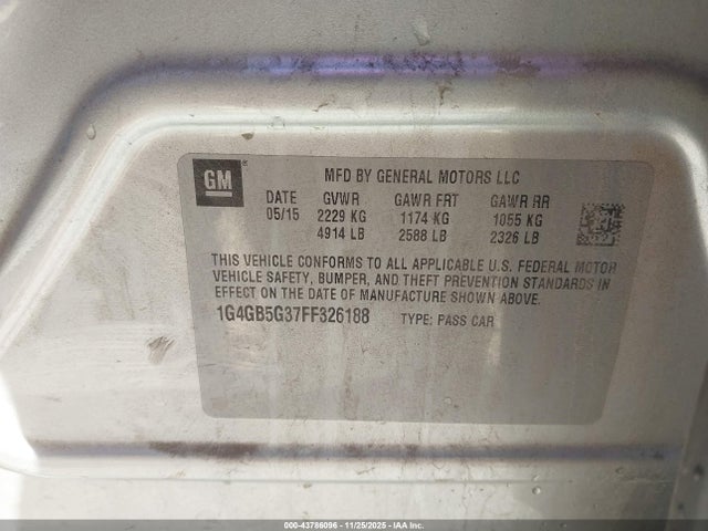 1G4GB5G37FF326188 Buick Lacrosse Leather