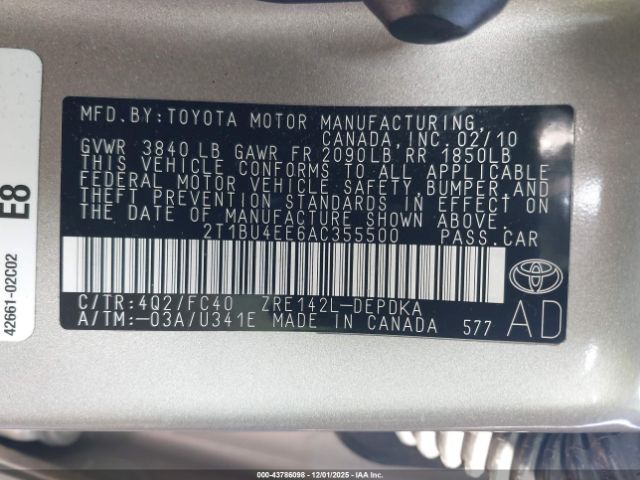 2010 TOYOTA COROLLA 2T1BU4EE6AC355500 Photo 8