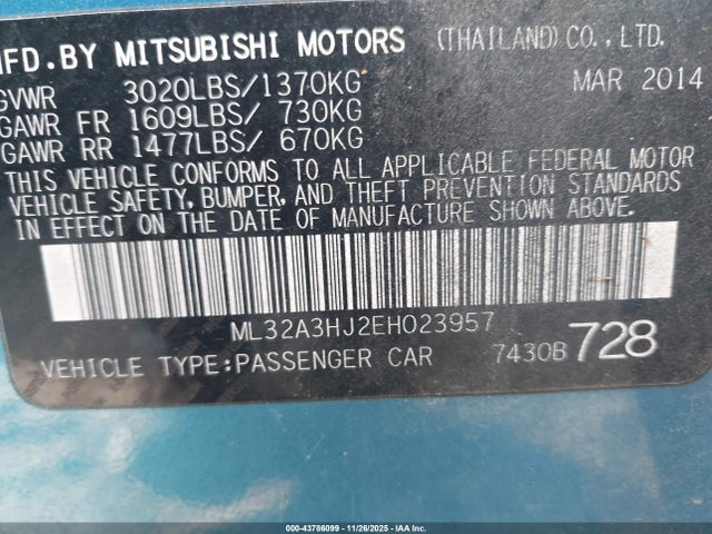 2014 MITSUBISHI MIRAGE ML32A3HJ2EH023957 Photo 8