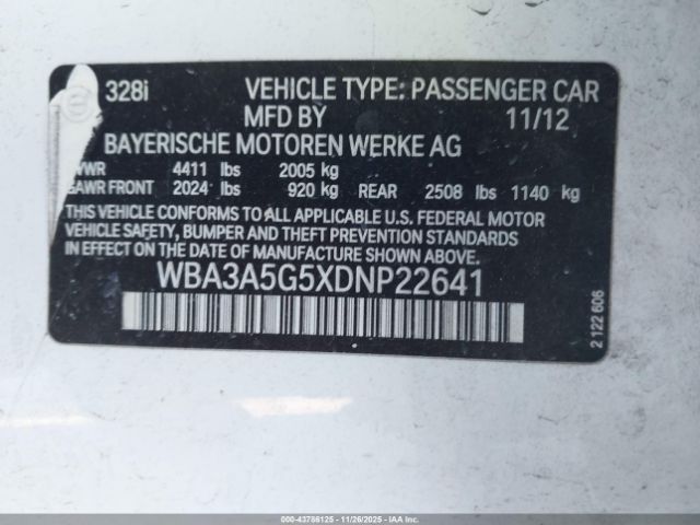 2013 BMW 328I WBA3A5G5XDNP22641 Photo 8