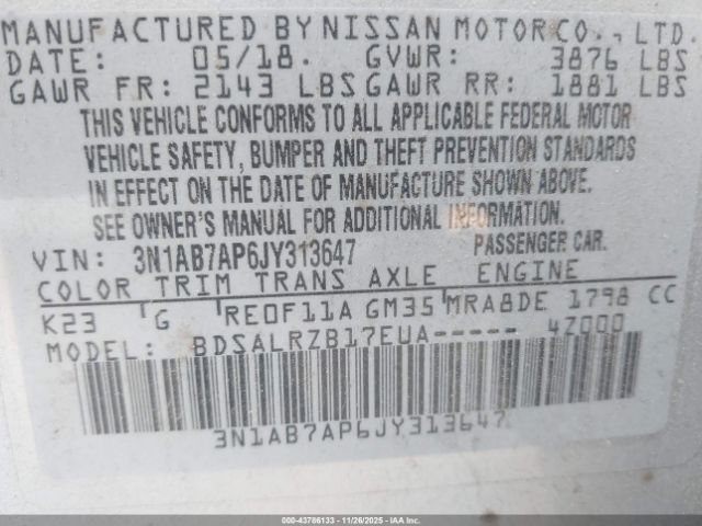 2018 NISSAN SENTRA 3N1AB7AP6JY313647 Photo 8