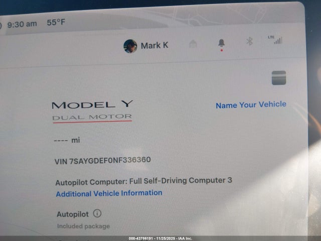 2022 TESLA MODEL Y 7SAYGDEF0NF336360 Photo 6