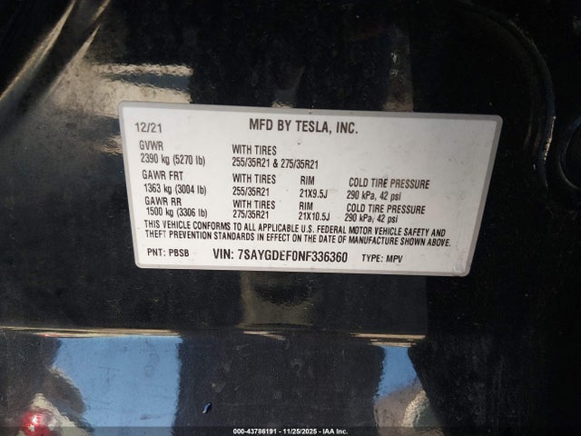 2022 TESLA MODEL Y 7SAYGDEF0NF336360 Photo 8