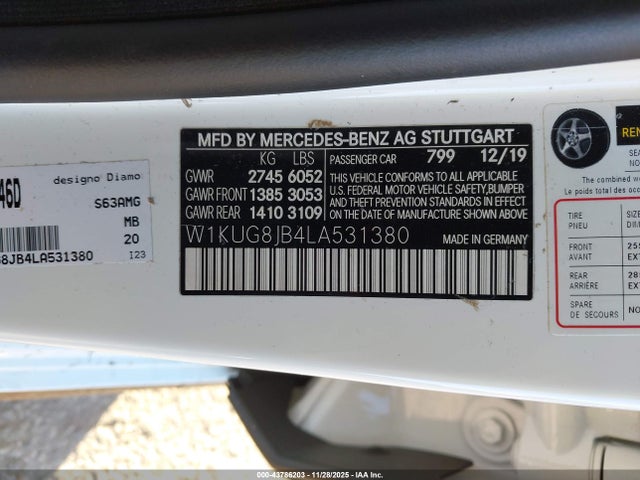 2020 MERCEDES-BENZ AMG S 63 W1KUG8JB4LA531380 Photo 8