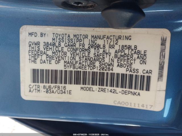 2013 TOYOTA COROLLA 5YFBU4EE7DP120284 Photo 8