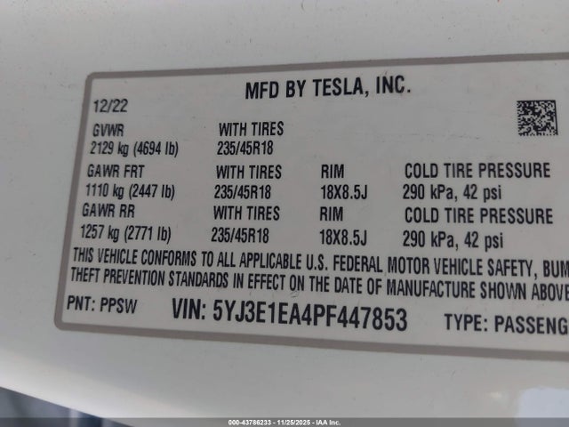 2023 TESLA MODEL 3 5YJ3E1EA4PF447853 Photo 8