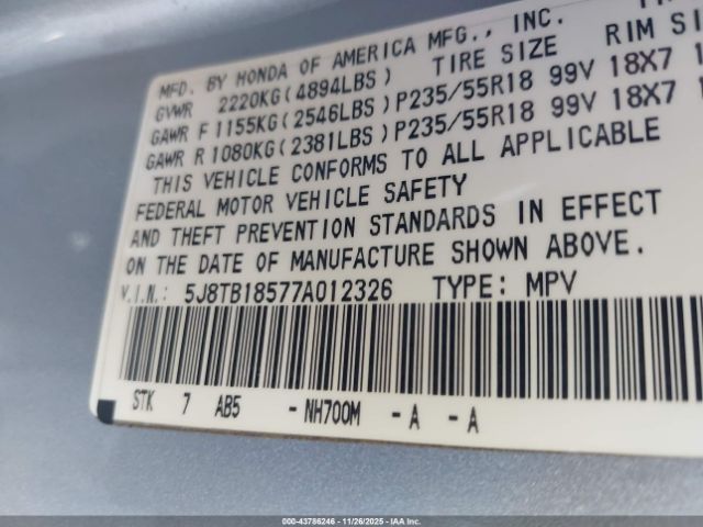 2007 ACURA RDX 5J8TB18577A012326 Photo 8