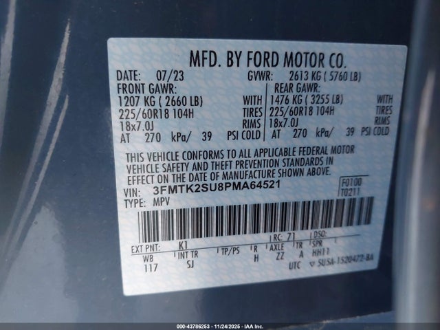 3FMTK2SU8PMA64521 Ford Mustang Mach-e California Route 1