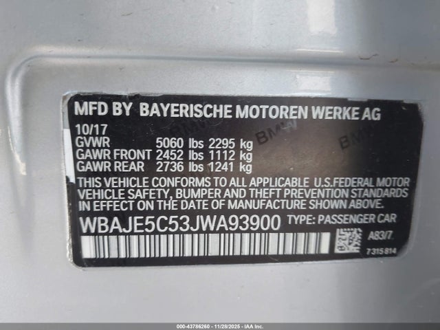 2018 BMW 540I WBAJE5C53JWA93900 Photo 8