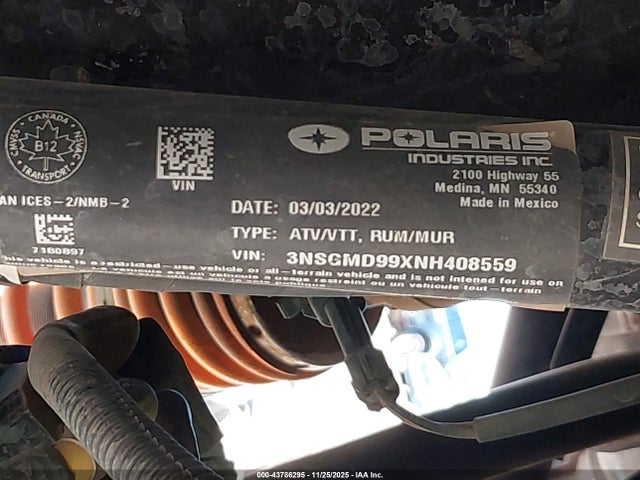 2022 POLARIS GENERAL 3NSGMD99XNH408559 Photo 9