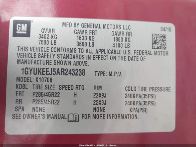 2010 CADILLAC ESCALADE HYBRID 1GYUKEEJ5AR243238 Photo 8
