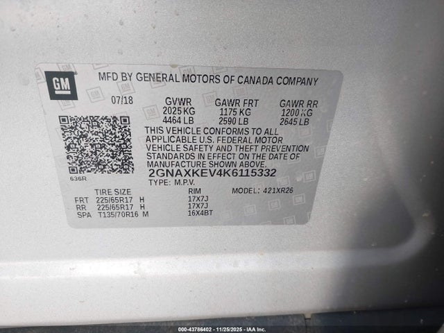 Chevrolet EQUINOX LT 2019 2GNAXKEV4K6115332 Image 9