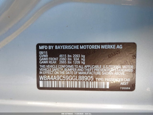 WBA4A9C59GGL88905 BMW 428i Gran Coupe