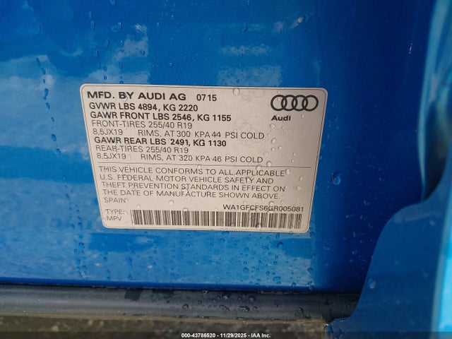 2016 AUDI Q3 WA1GFCFS6GR005081 Photo 8