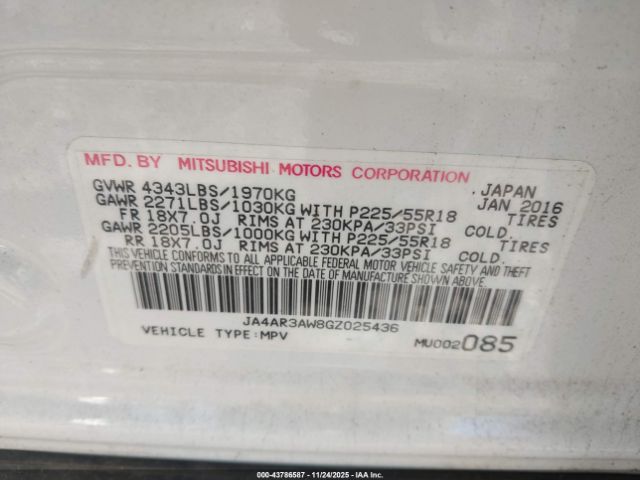 2016 MITSUBISHI OUTLANDER SPORT JA4AR3AW8GZ025436 Photo 8