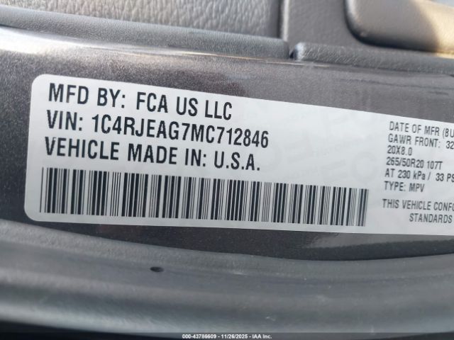 2021 JEEP GRAND CHEROKEE 1C4RJEAG7MC712846 Photo 8