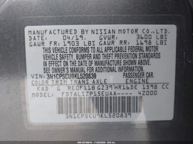 2019 NISSAN KICKS 3N1CP5CU9KL520839 Photo 8