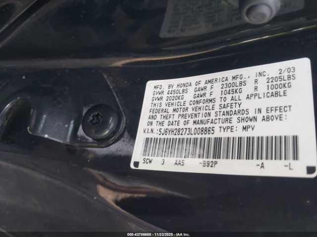 2003 HONDA ELEMENT 5J6YH28273L008865 Photo 8